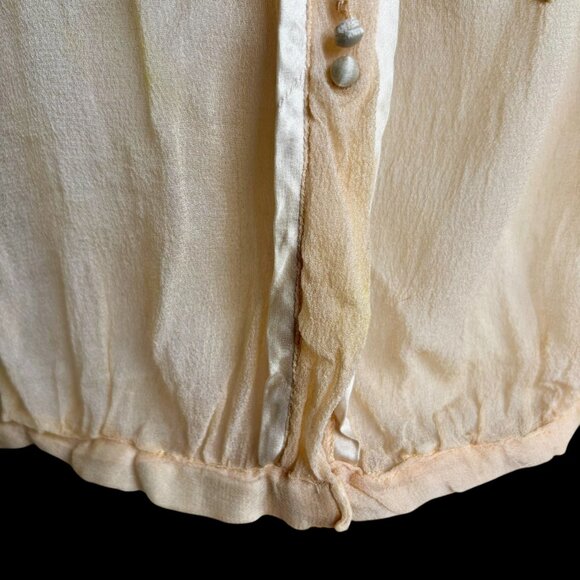 Antique Edwardian Silk Chiffon Embroidered Shirtwaist Blouse - Picture 6 of 12